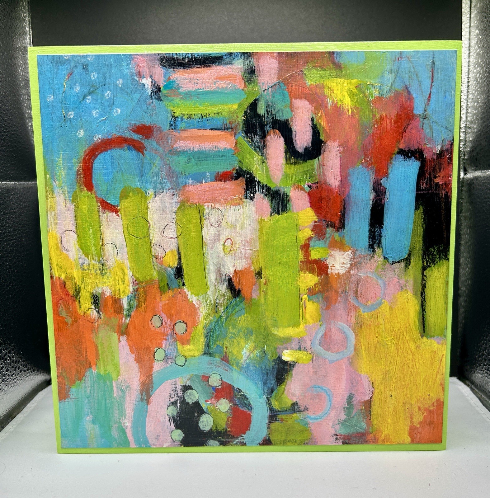 “Color Drift” Original Abstract Painting Modern Geometric Art Acrylic 8” X 8”