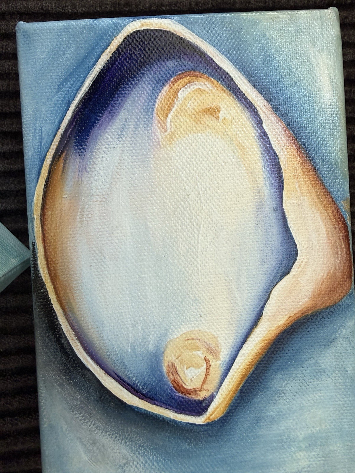 Original Acrylic Shell Paintings Set Contemporary Miniature Canvas Signed