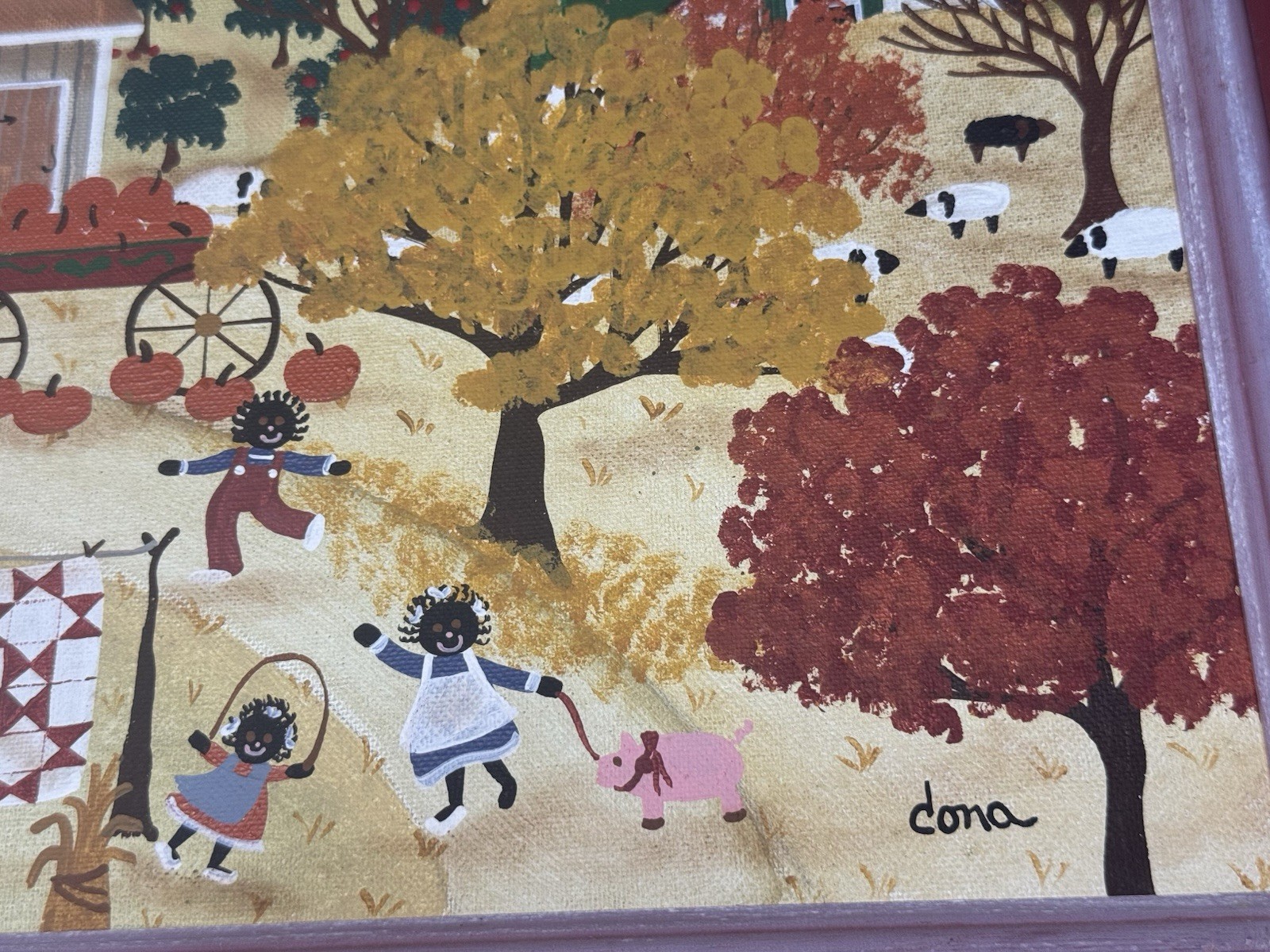 Dona Douma “Fall Splendor” Folkart Oil Painting, Signed ‘88