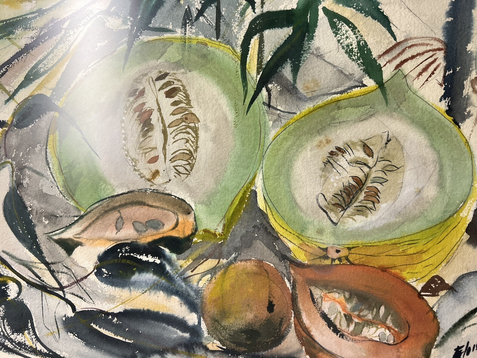Eloise Smith Impressionist Style Still Life Exotic Fruits Acrylic Painting Large