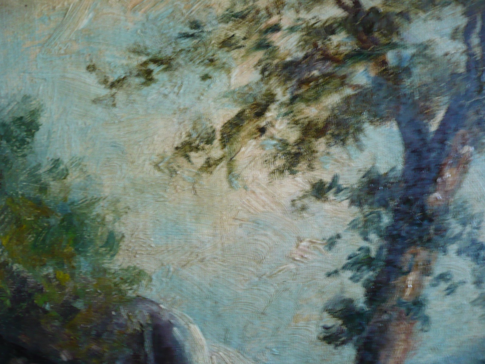MINA BOEHM METZGER, NEW YORK IMPRESSIONIST OLD ANTIQUE, FOREST NATURE WATERFALL