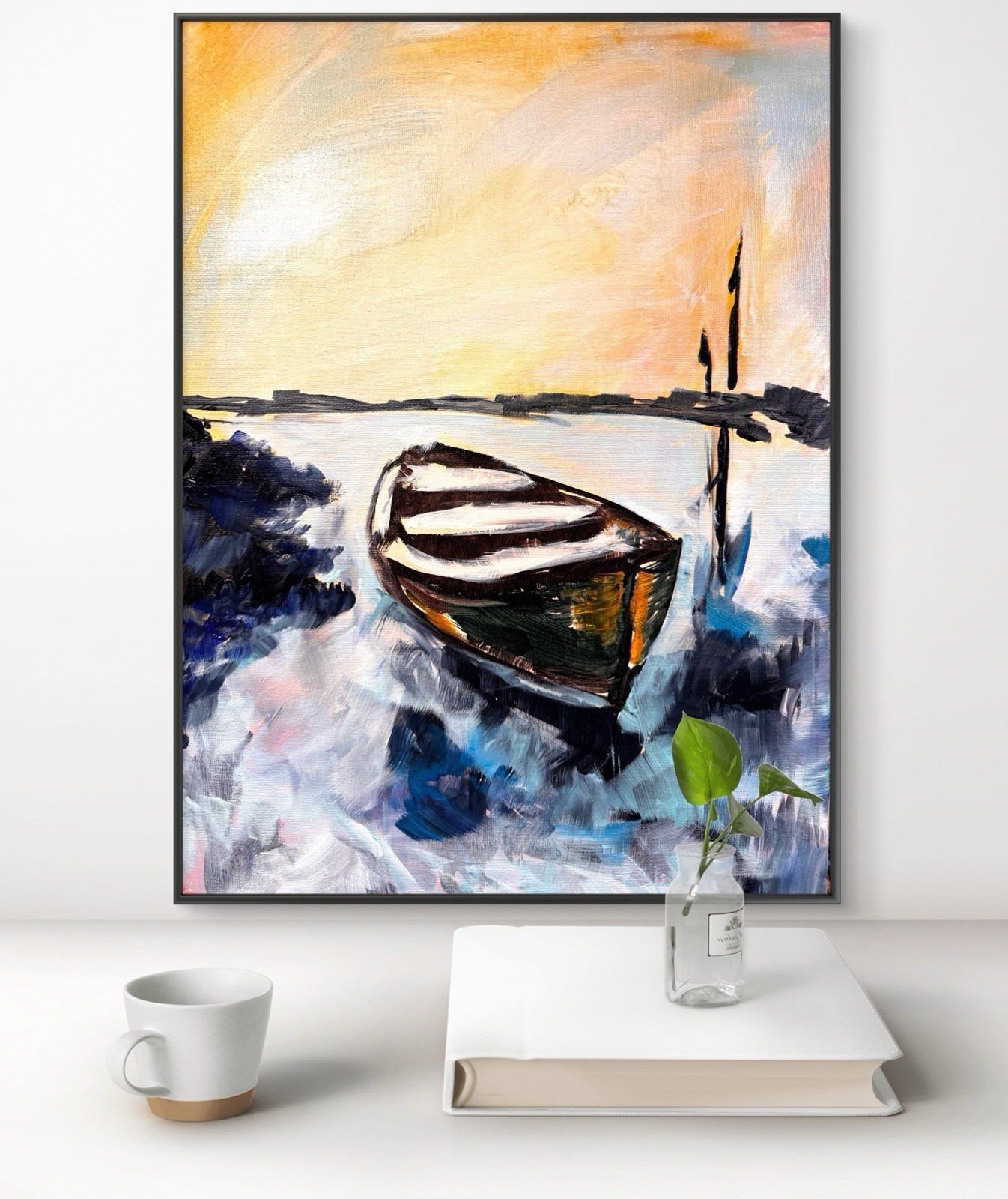 Original Abstract Expressionism 12×16 Moored Handmade Signed Unique Art