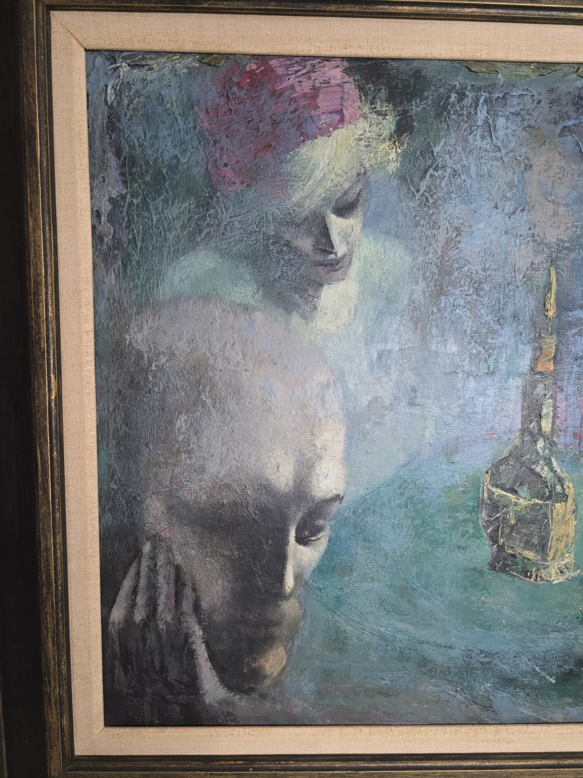 VTG Original Signed Irv Docktor Complex Abstract Textured Framed Canvas Painting