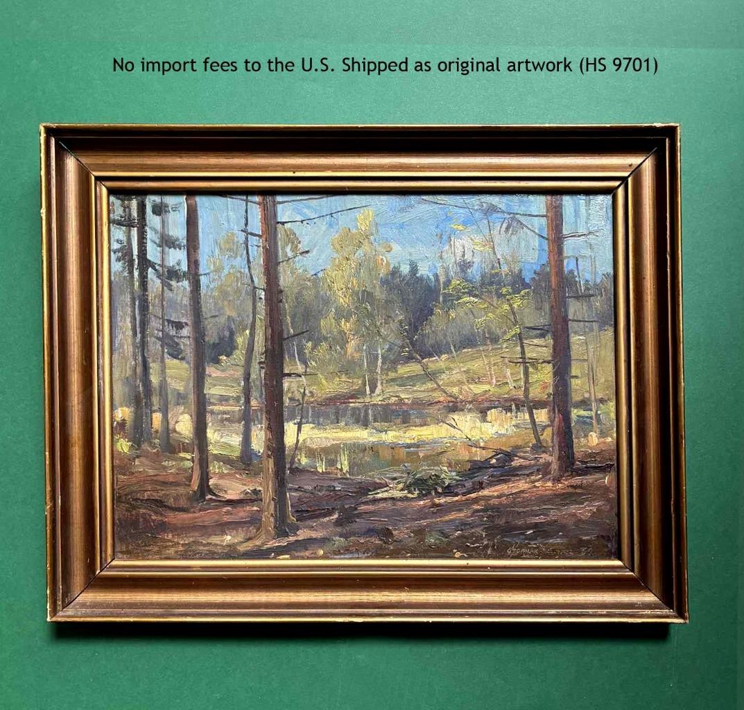 Hornung-Jensen (1882) Impressionist Forest Lake Scene – 1939 – COA