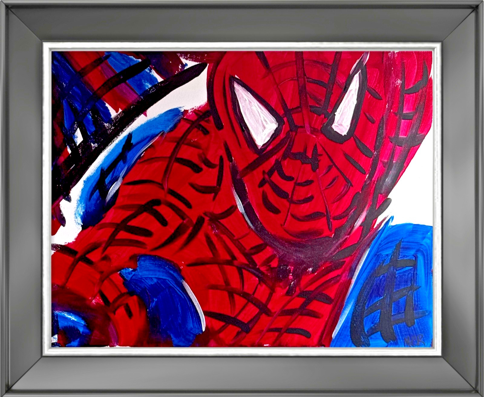 Abstract Impressionism 11×14 Spiderman Original Signed Pop Art Painting by MCR