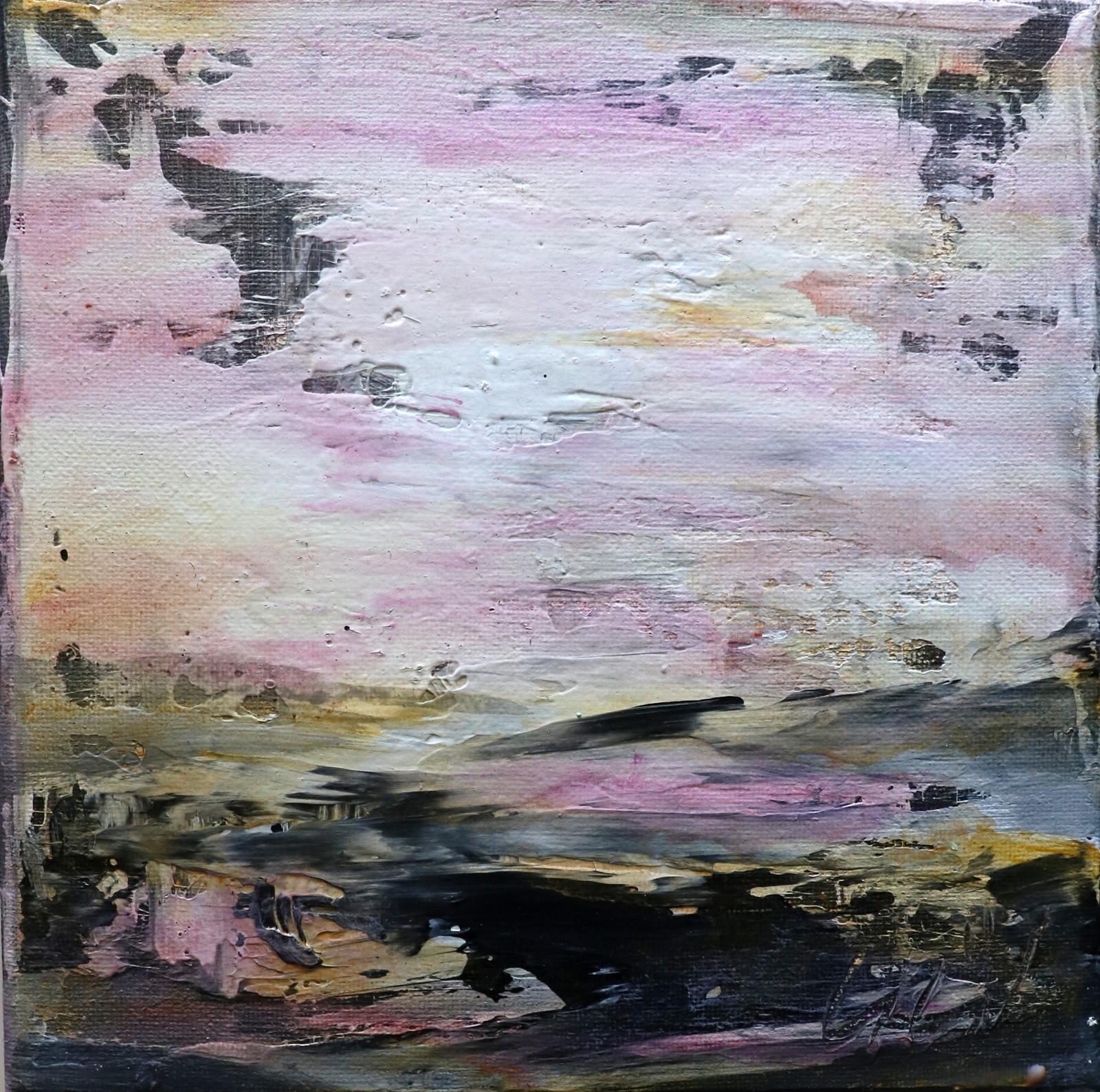 Original Sunrise Ocean Painting 8×8 Coastal Landscape Canvas Wall Art