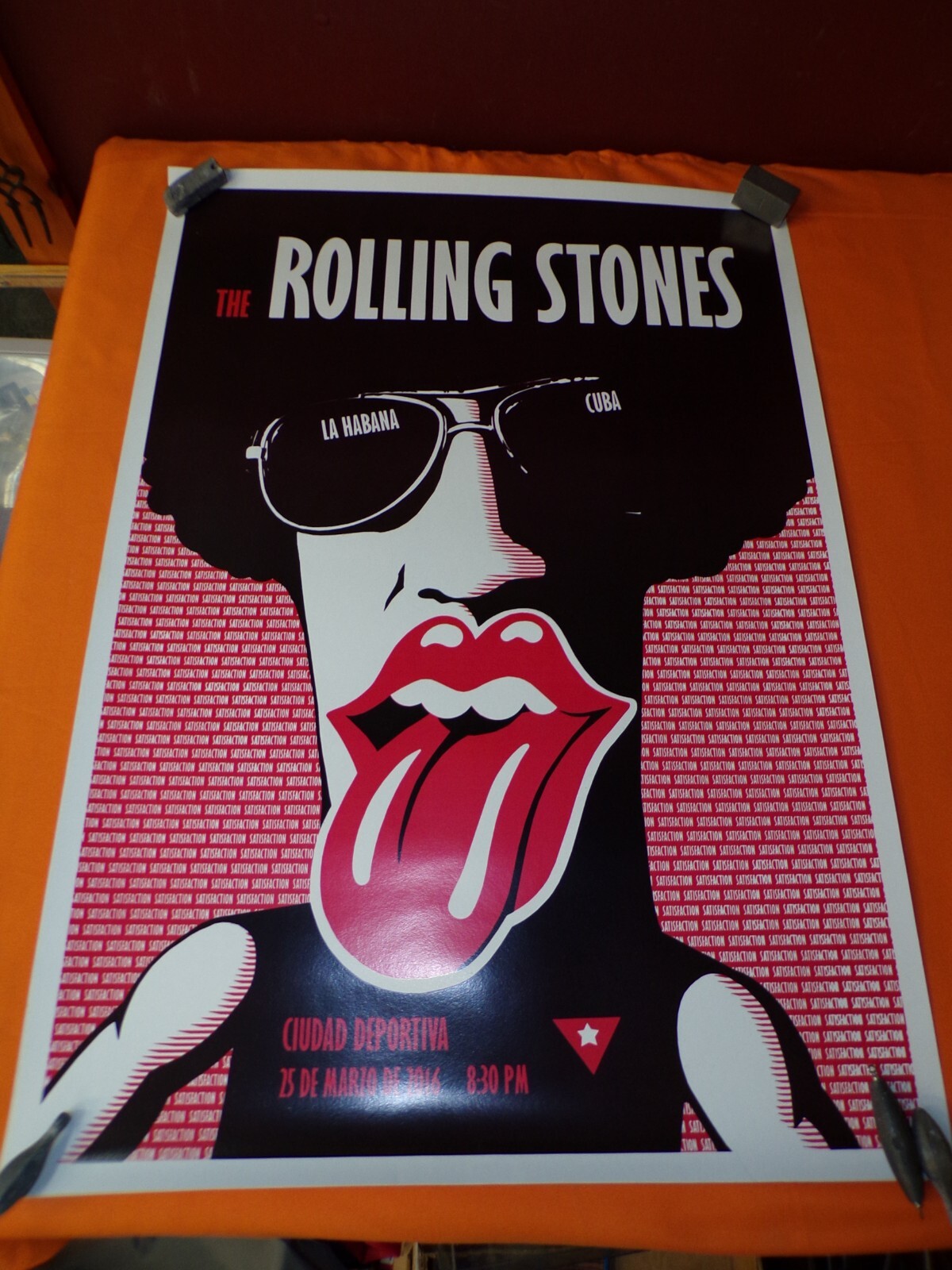 ROLLING STONES CONCERT POSTER ~ 2016 HAVANA , CUBA ~ 20″x27″ ~ NEVER DISPLAYED !