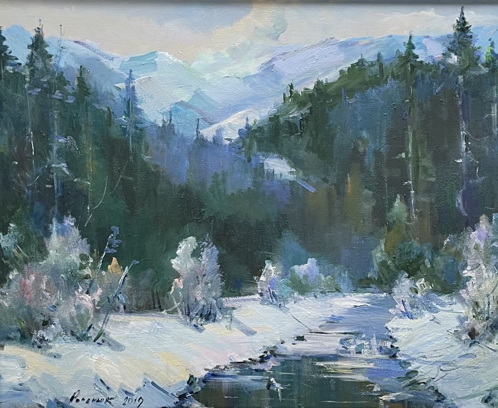 Oil painting Deep winter Ukrainian painter Canvas Framed original landscape art