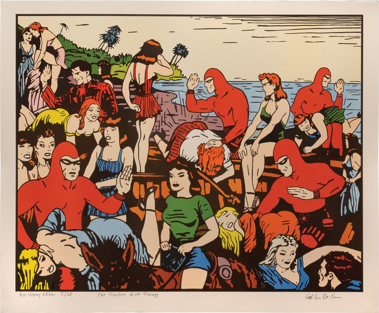 Lee Falk PHANTOM GIVES THERAPY Original color lithographic print from #160821