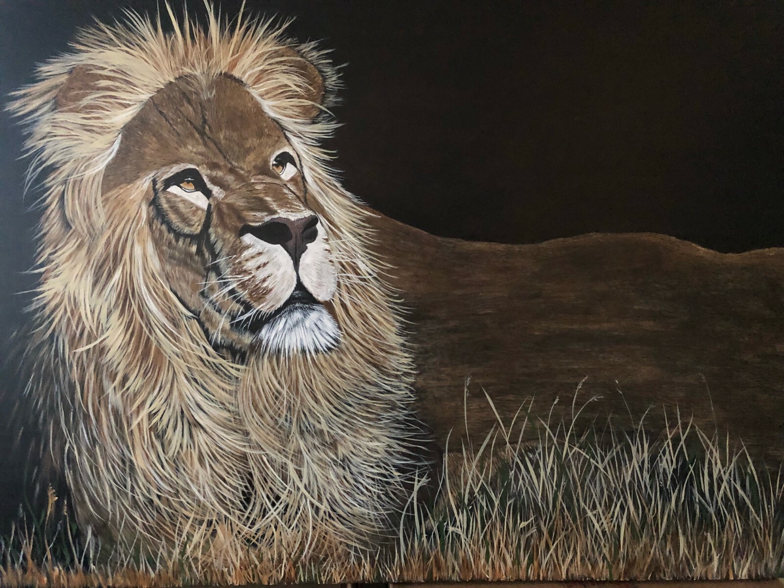 Lion original painting on canvas by Arkansas artist Leah J Smith