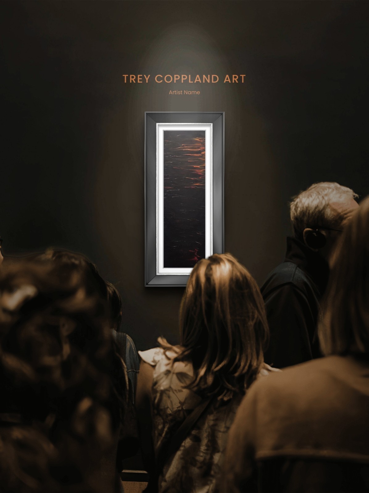 Fire Island , Trey Coppland Abstract on Canvas Black Framed 12+36 inches!