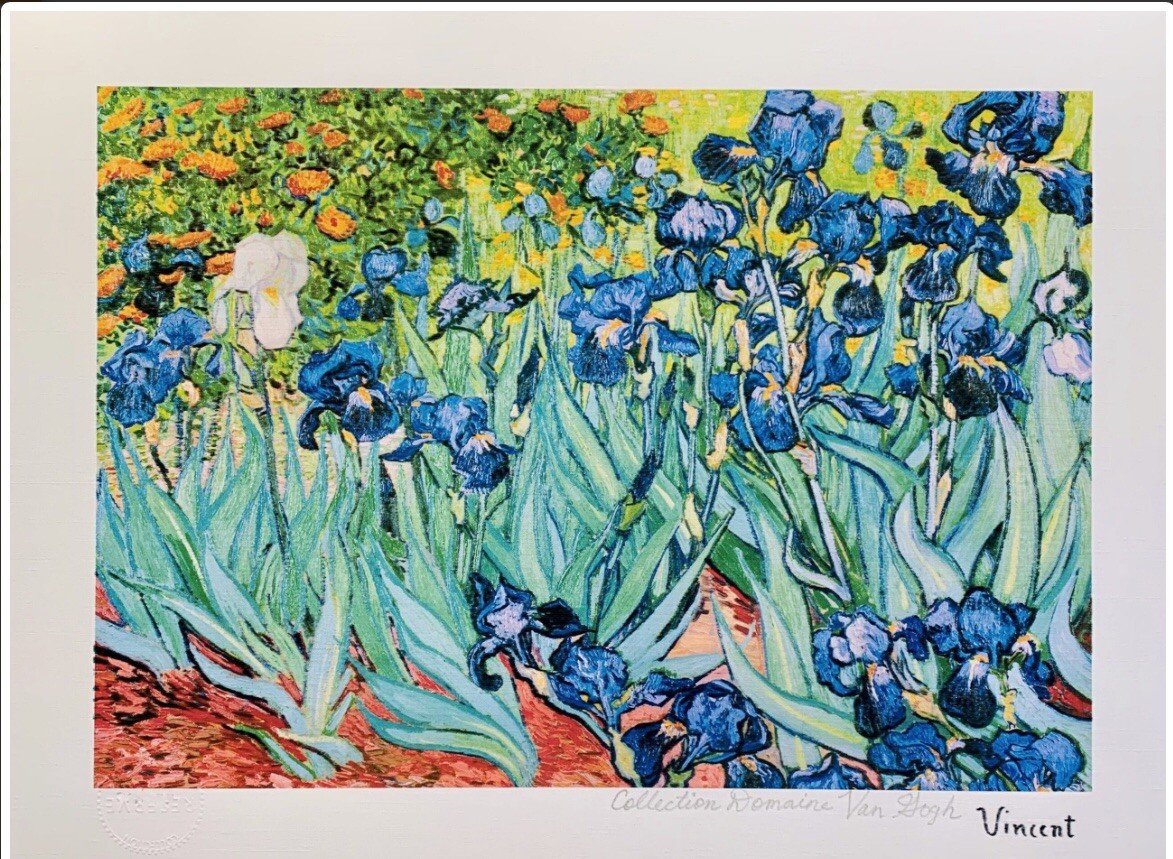 Fine Art Vincent Van Gogh “ IRISES” Signed Limited Edition Giclee. Certified.