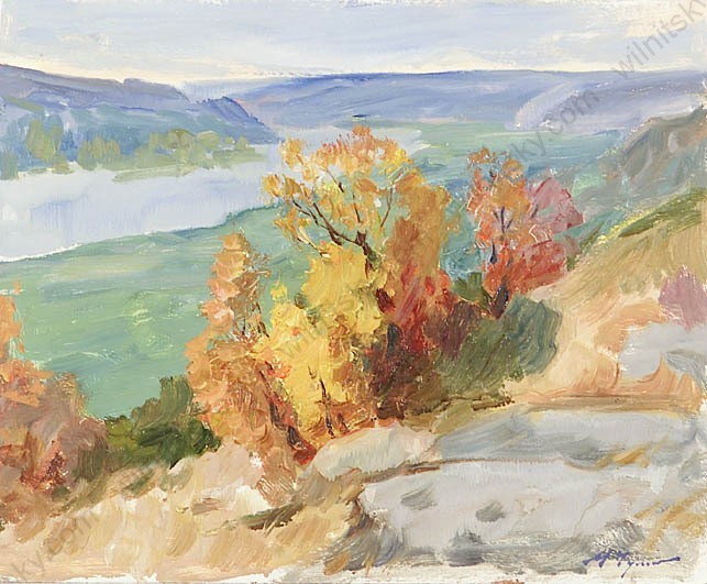 Mikola Chulko (1947-2014) «Riverscape», Oil Painting, 1970s (1)