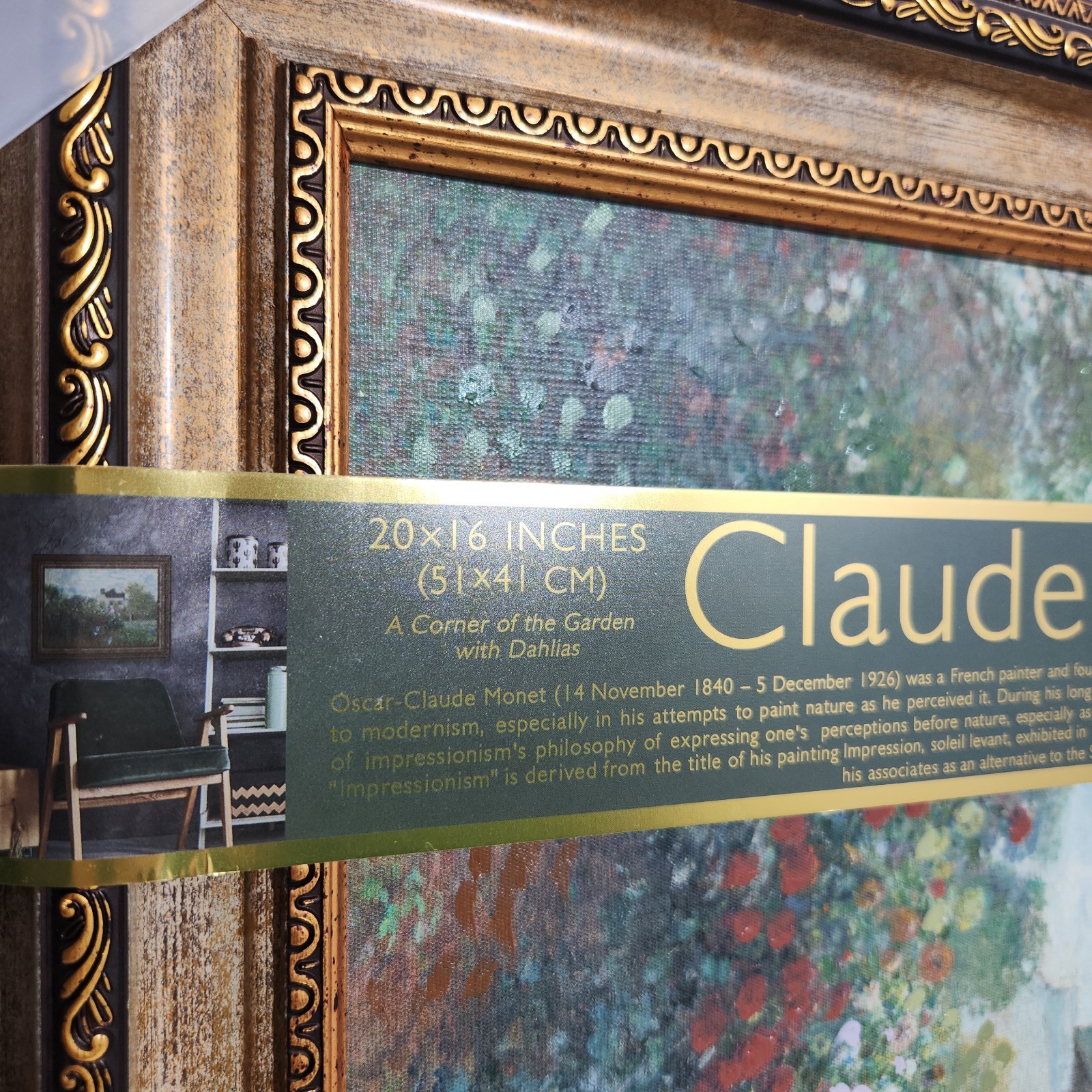 Monet Artist’s Garden at Argenteuil Canvas 20×16 Textured Framed Art Reproduct