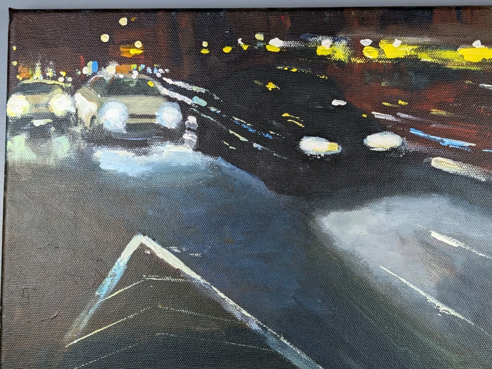 Original Dennis Nash 1947-2016British Acrylic Painting Canvas New York Taxi Cars
