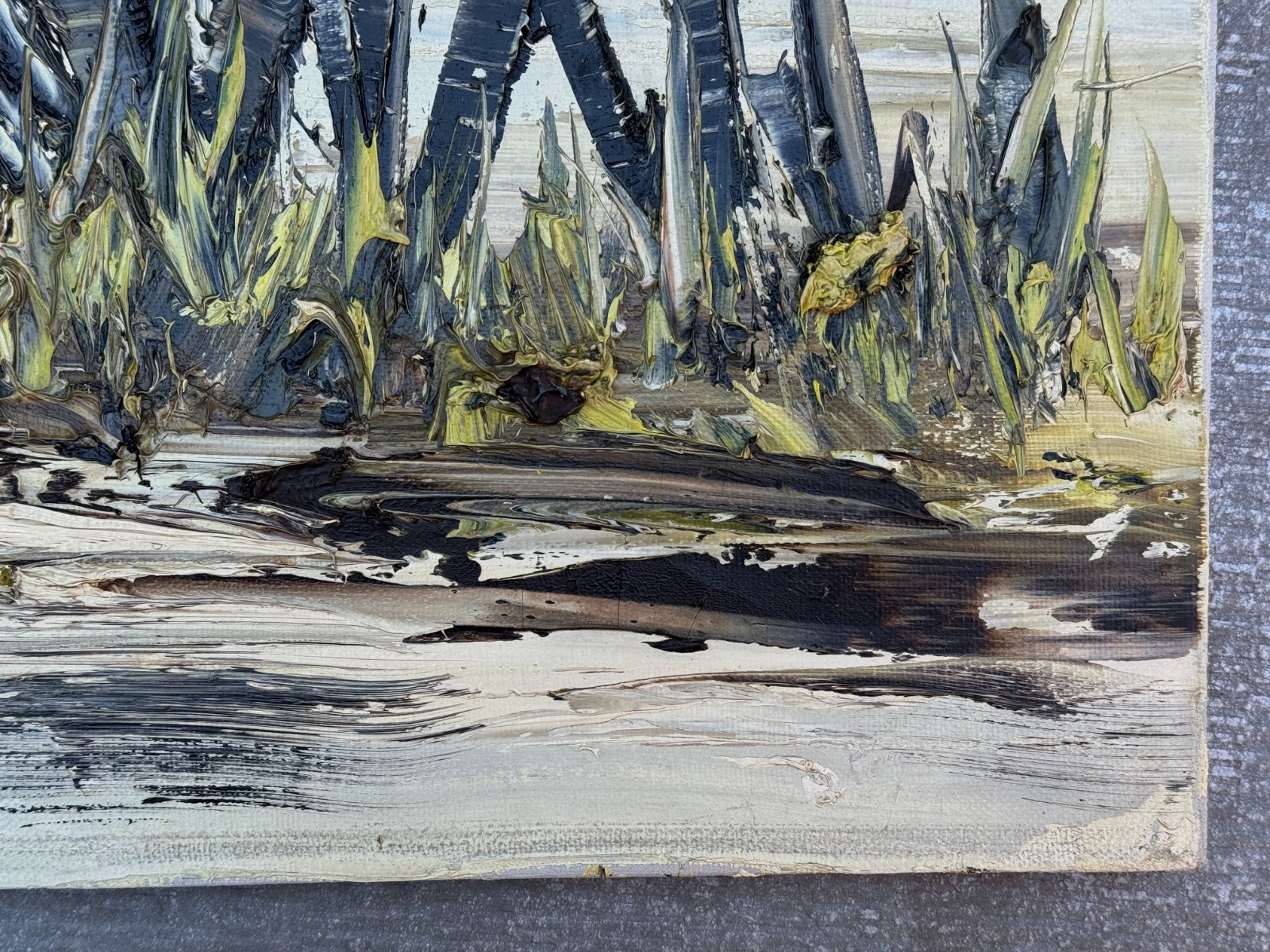 KEE FUNG NG K.F. OIL PAINTING CHINESE ASIAN ORIGINAL THICK IMPASTO PALETTE KNIFE