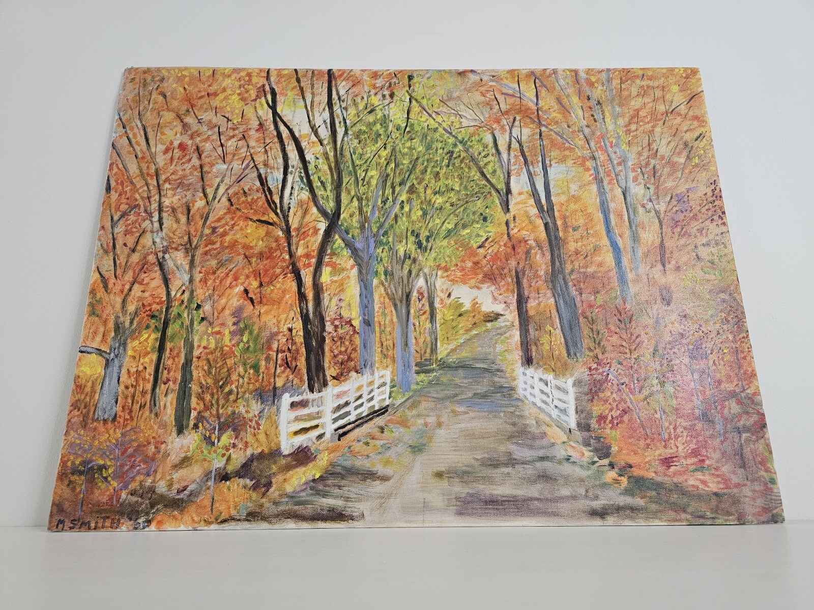 Vintage Original Signed M. Smith Oil Painting 24×18 Landscape Art VTG 1969