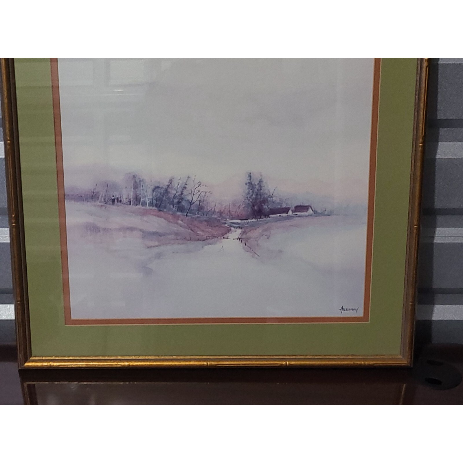 Vintage Original Watercolor painting by Ackerman Matted and Framed 25 x 25