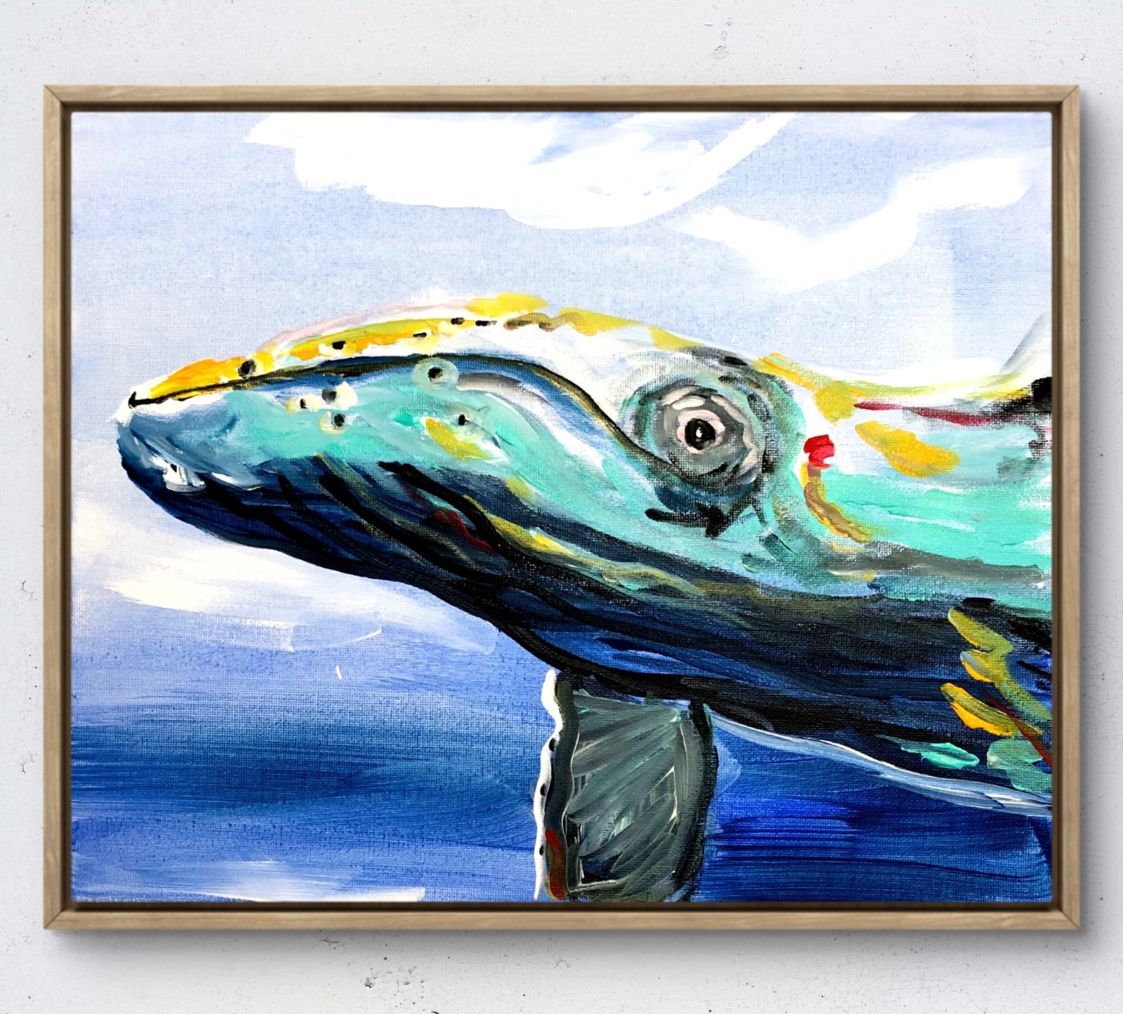 WS original humpback whale hand painted 14X11 canvas expressionism wall art