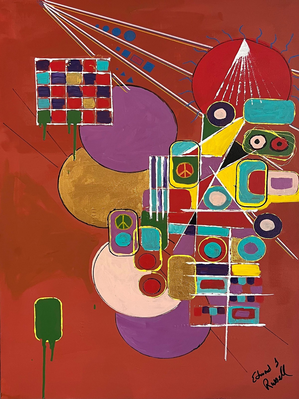 large canvas wall art abstract painting original «Peace be With You»