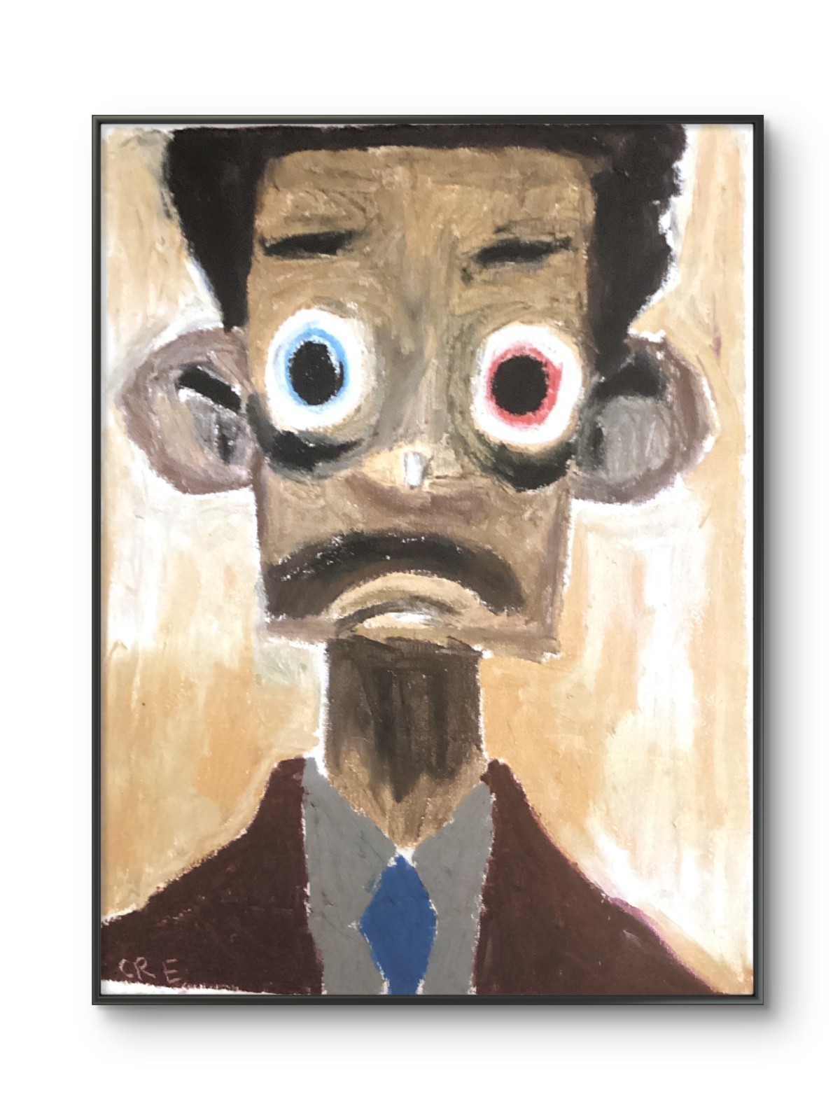 African Black Man Big Portrait Comics Cartoon Silly Original Art 11 by 14 Canvas