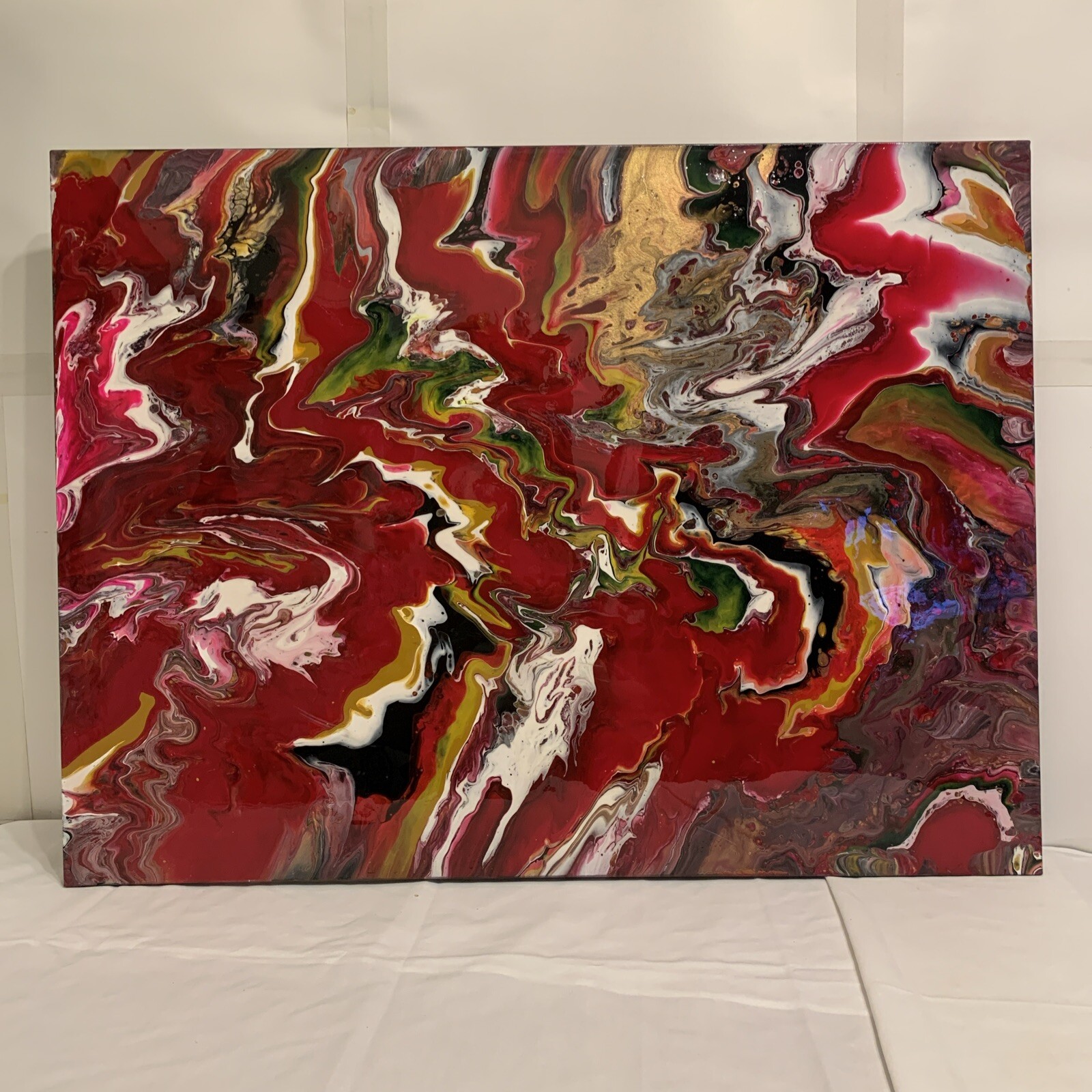 original acrylic painting on canvas Size 30×40 Pouring Fluid Abstract Wall Art