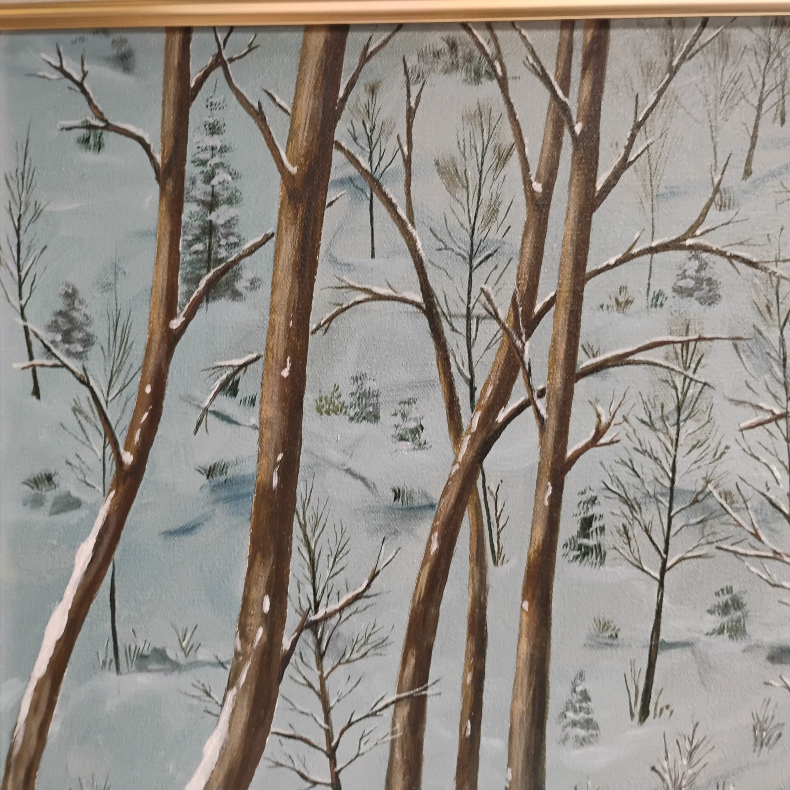 William Tompkins Winter Landscape W Brick House Oil Painting 28X40