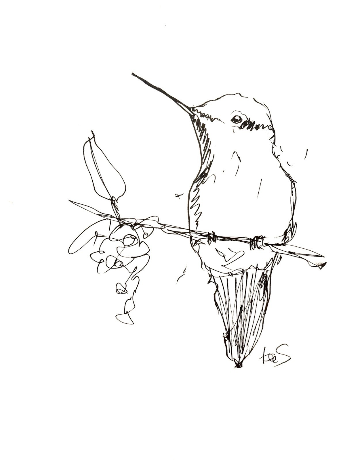 SAMATOWIC Original Abstract Art 9×12 Hummingbird Handmade Paper Signed 17