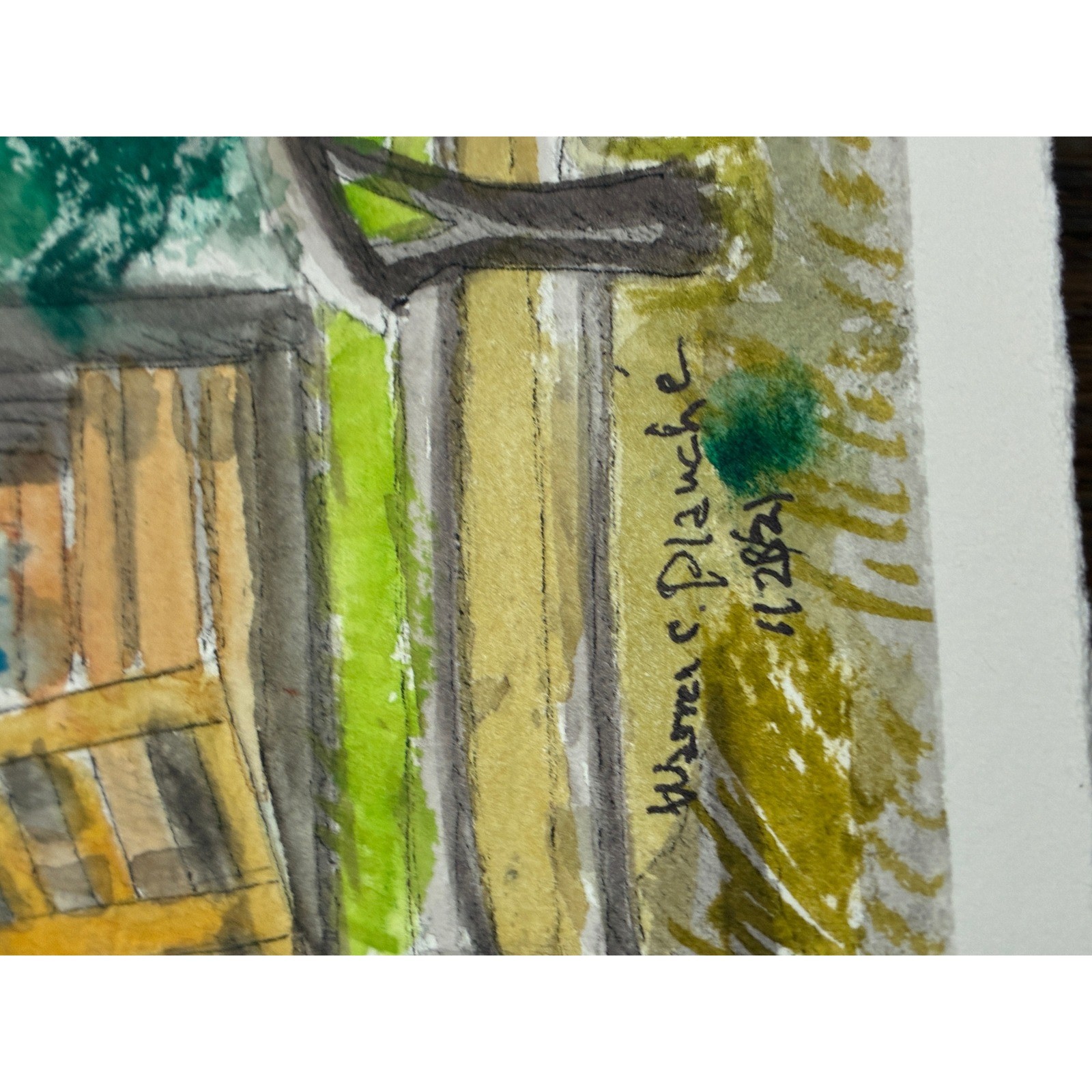 Hideaway at Lake George Watercolor Barn Signed 2021 11×15 Warren C Plauche