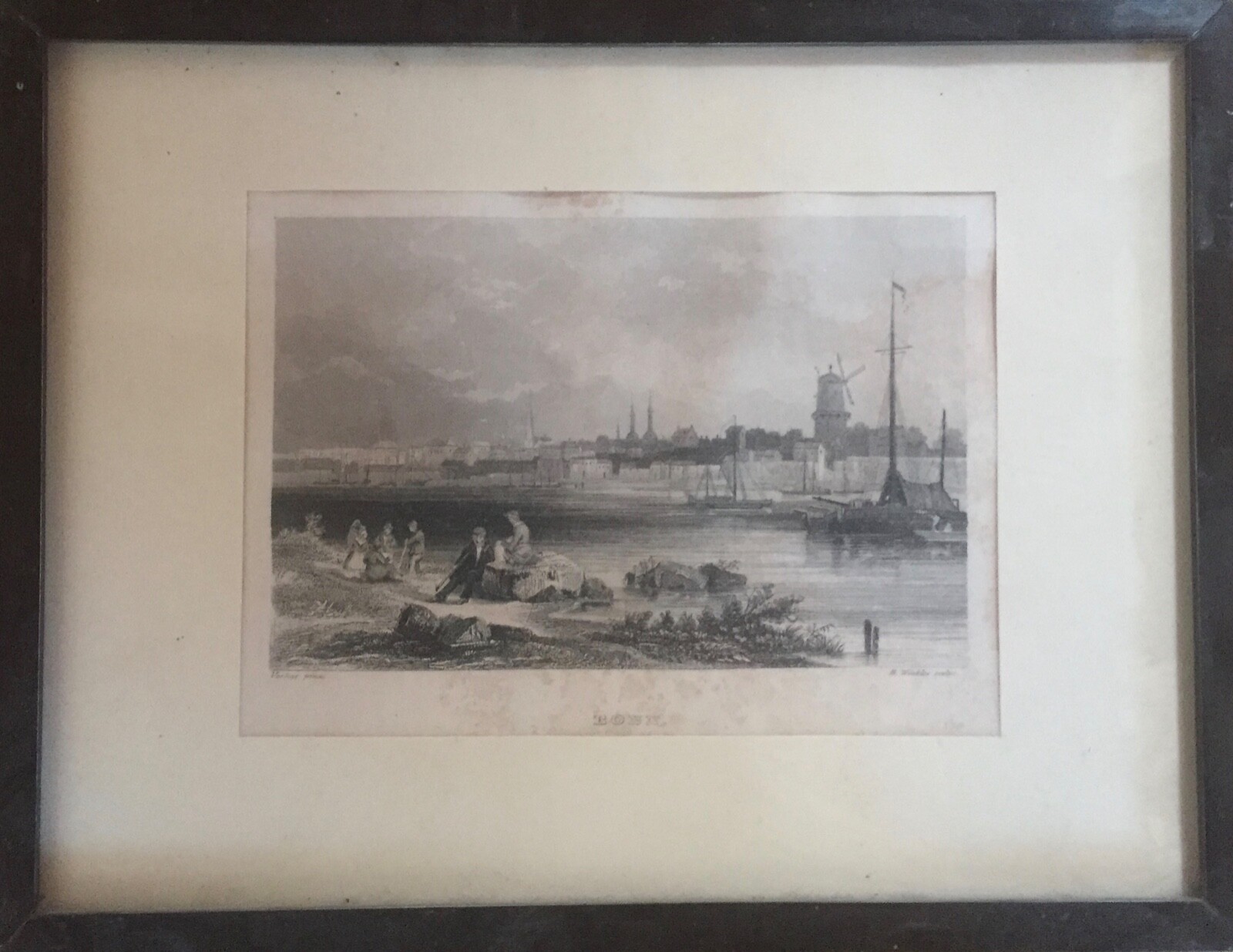 Henry Winkles 1801 Stahlstich° Bonn Rhine City Architecture° 19. C.Antique
