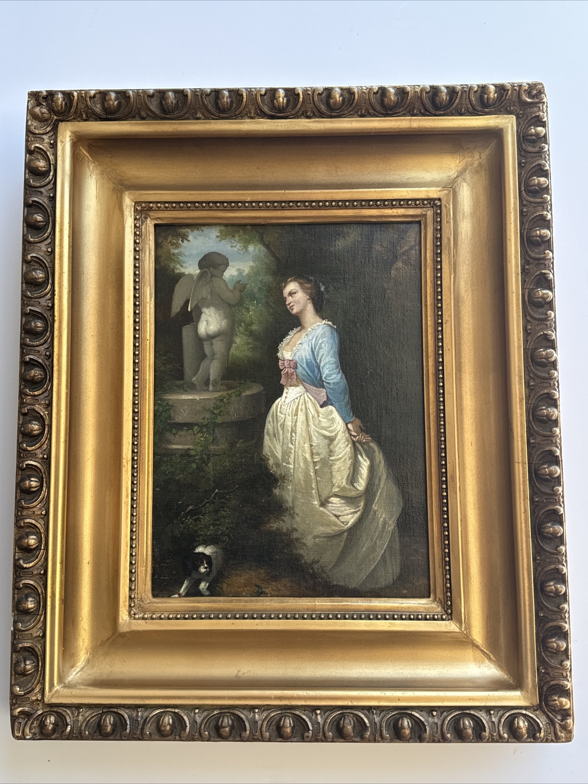 MASTERFUL 19TH CENTURY PAINTING PRETTY WOMAN FEMALE MODEL ICONIC STATUE MYSTERY