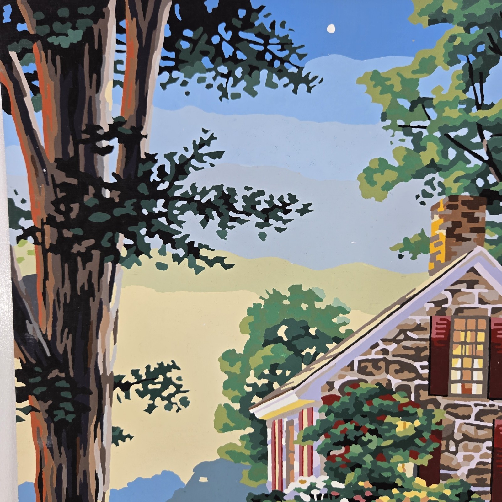 Summer Cottage Paint By Number Finished Acrylic Painting Golden Dogs Lake 20×16