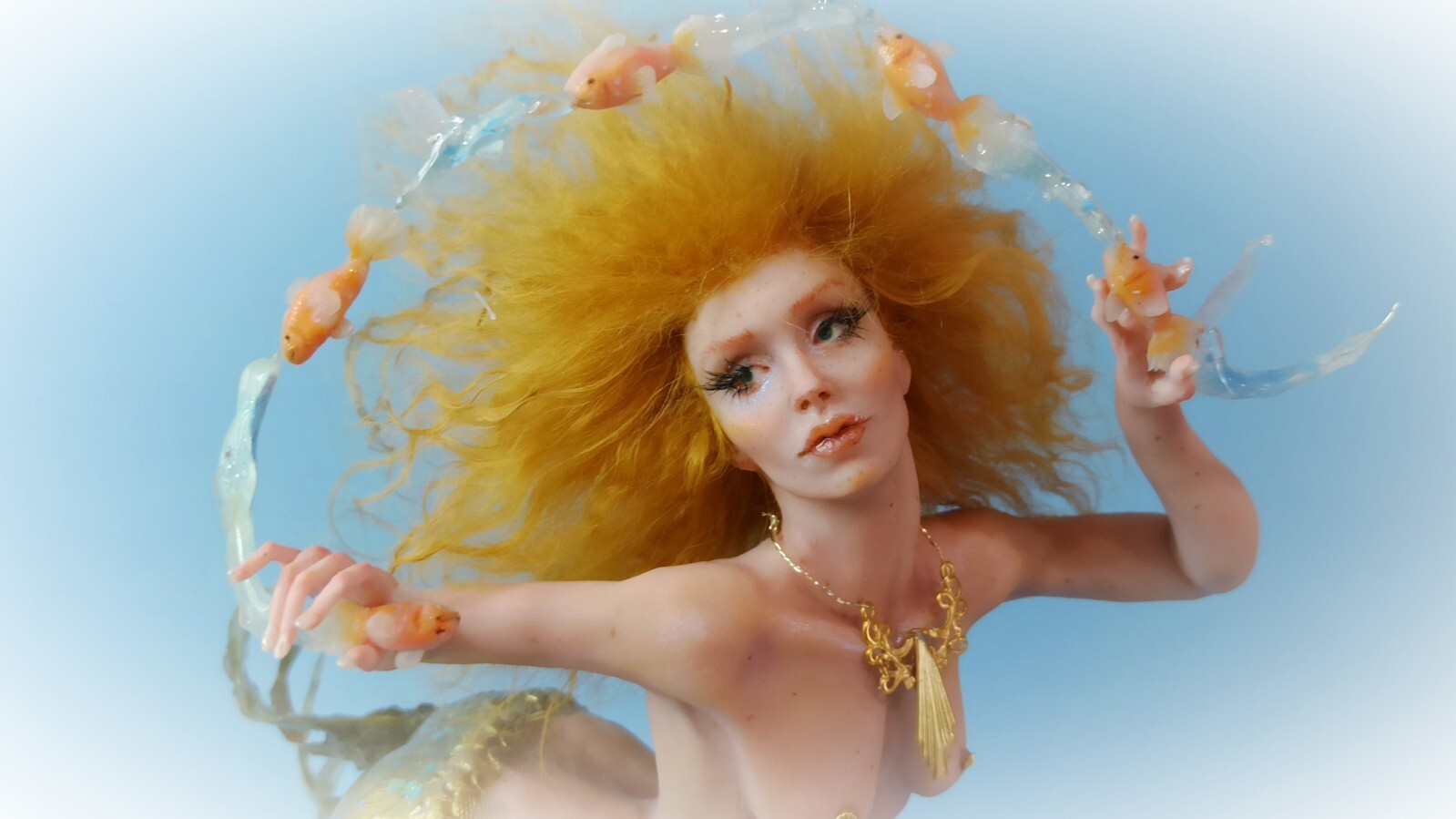 ooak art doll WATER GAMES mermaid siren fantasy doll