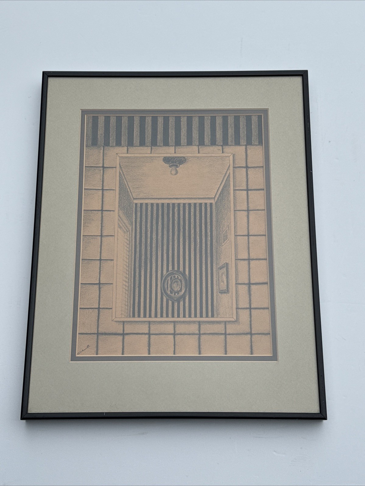 SURREALIST DRAWING REALISM MODERNISM VINTAGE SIGNED SCHMIDT ABSTRACT MYSTERY