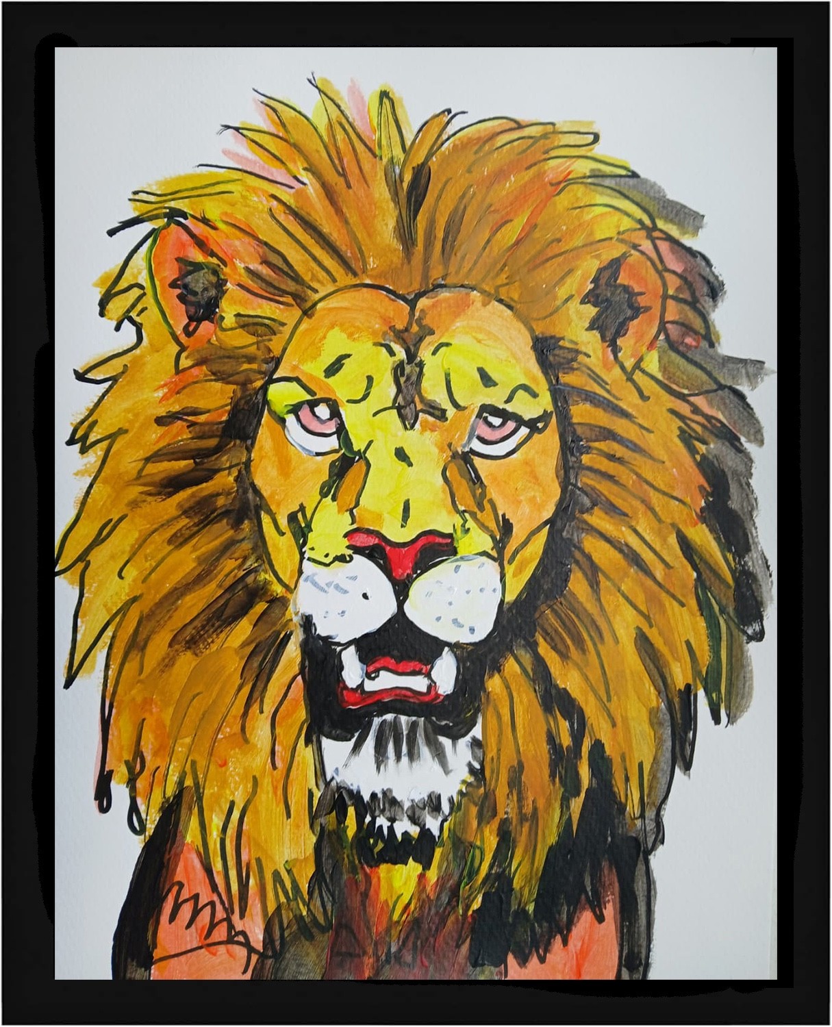 Expressionism/Abstract Lion 11×14 Hand Made one of a kind Art Painting