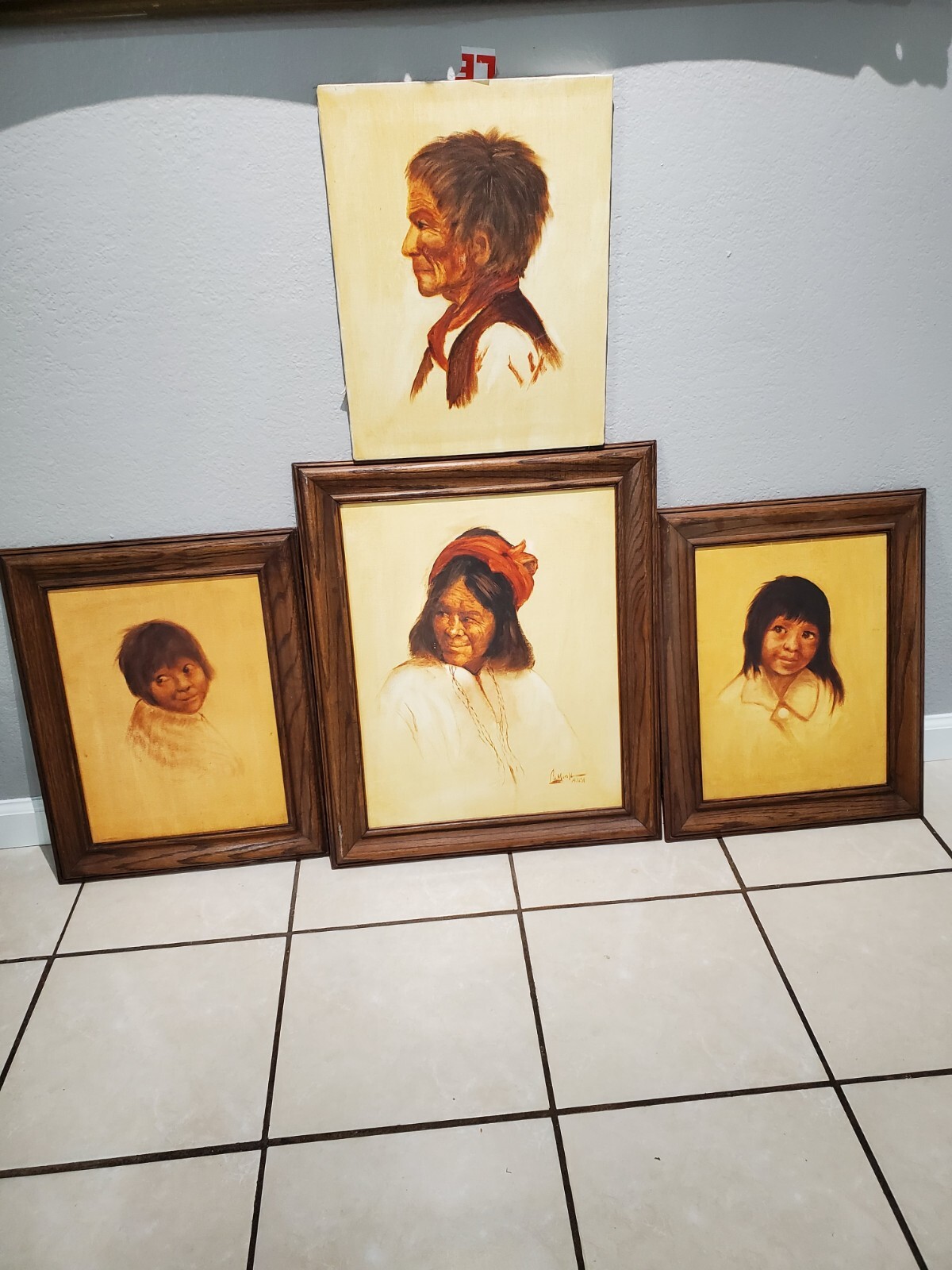 Set 4 oil Painting on Canvas 20×16″ in 18×14″ 12×16″12×16″ good Condition