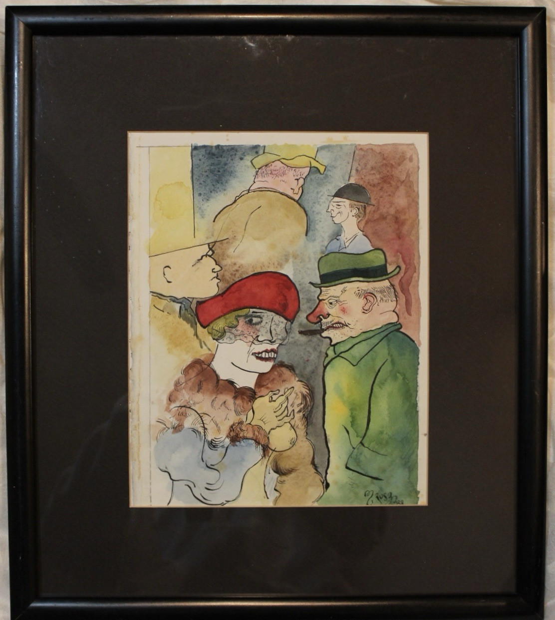 Original Watercolor & Ink on Paper, Signed “Grosz 1922”