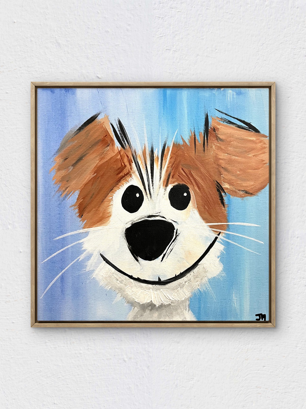 RiverRunArt Orginal Dog 12×12 Acrylic Canvas Painting Bedroom Wall Art