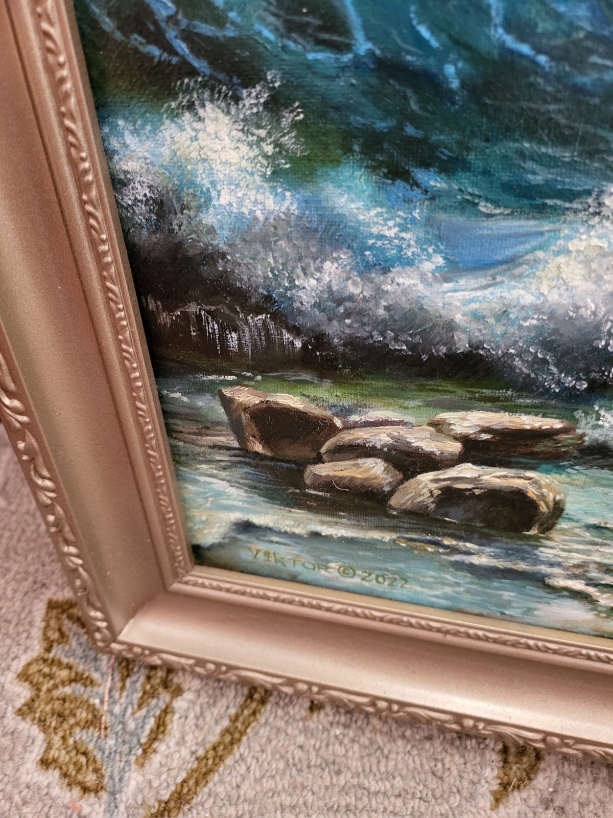 Viktor Lyntuynenko Signed Seascape Oil Painting 18×24 Canvas Framed (#2)