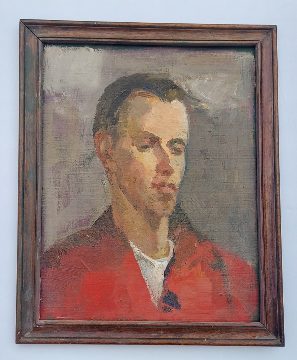 Mid-century Oil Painting Portrait of a Young Man