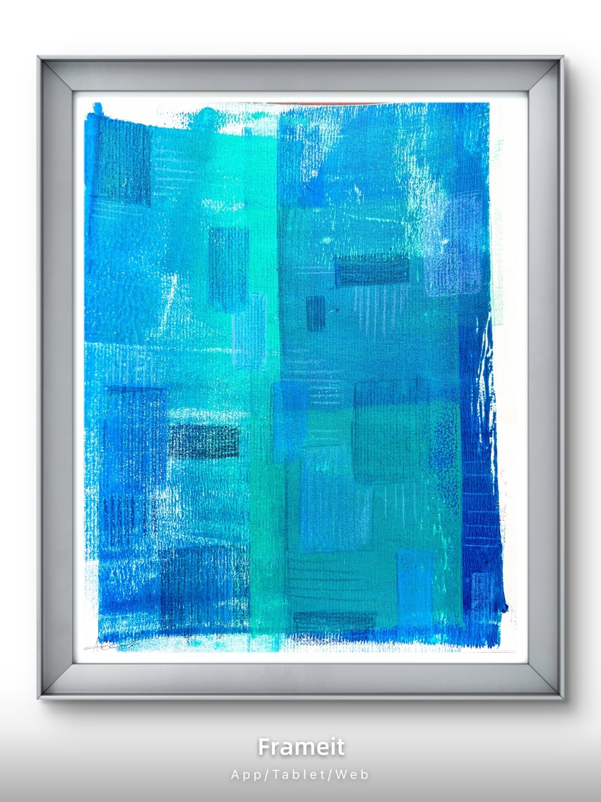 Original Ocean Shapes Painting By Alannah Dyer- Acrylic 8×10 in. Gelli Print