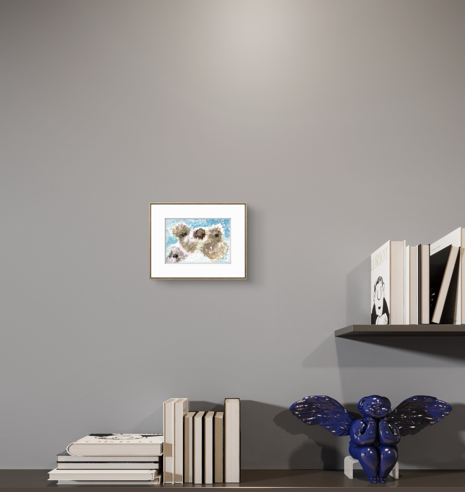 Original Koala Painting 7×5 Blue Beige Expressive Wall Art Nature Decor