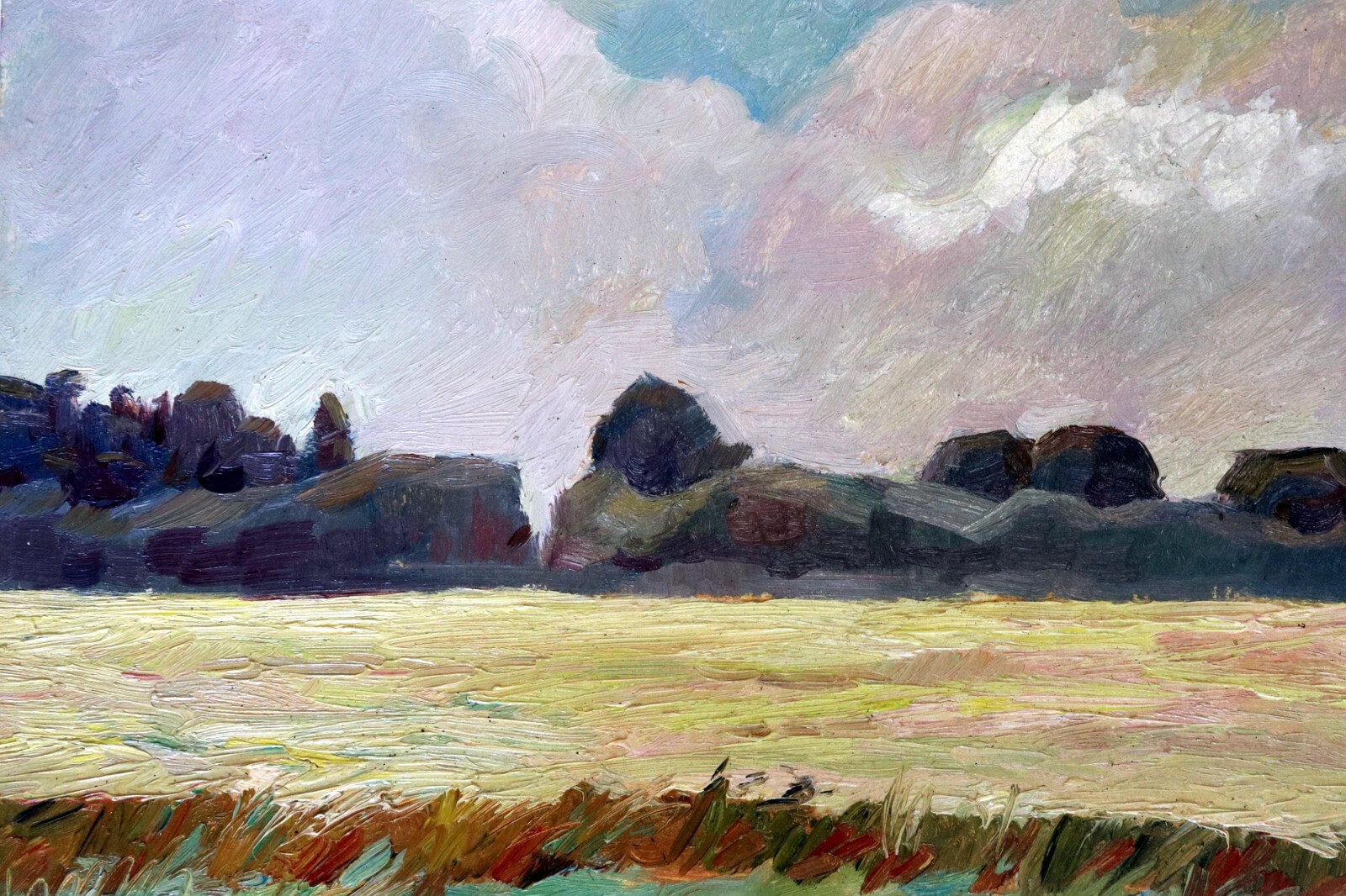 Ukraine Soviet Impressionist Feild Painting on Paper