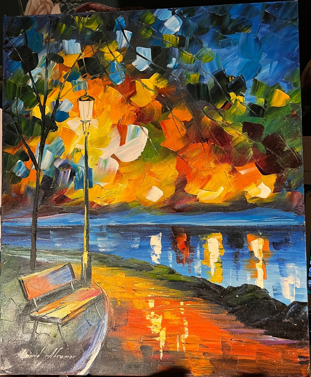 Leonid Afremov Original Oil Painting 16 x 20 x 3/4 in Charm of Loneliness-SIGNE