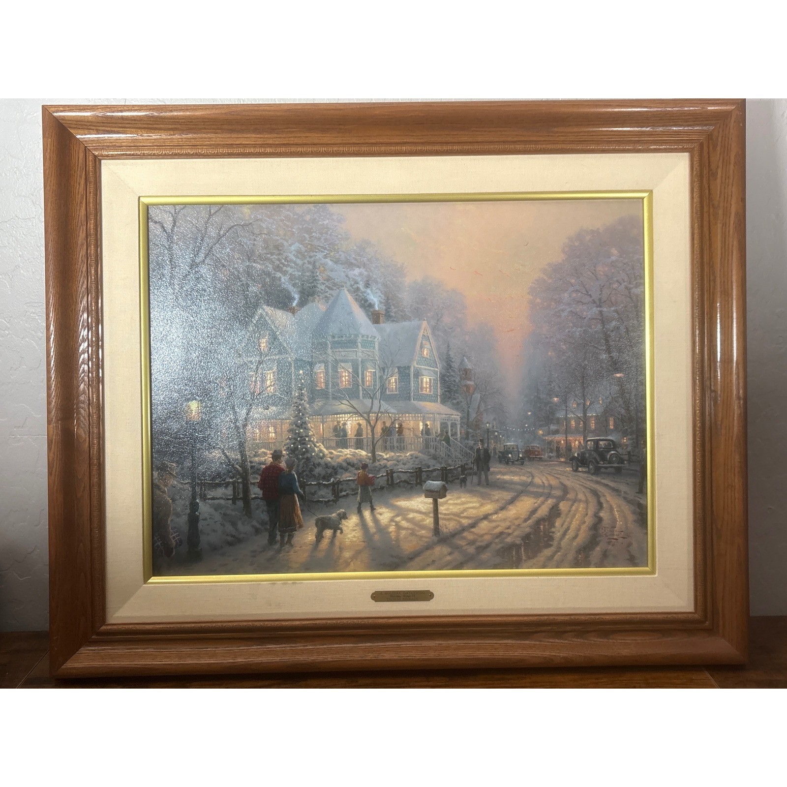Thomas Kinkade A Holiday Gathering Christmas Cottage IX Publishers Proof Canvas