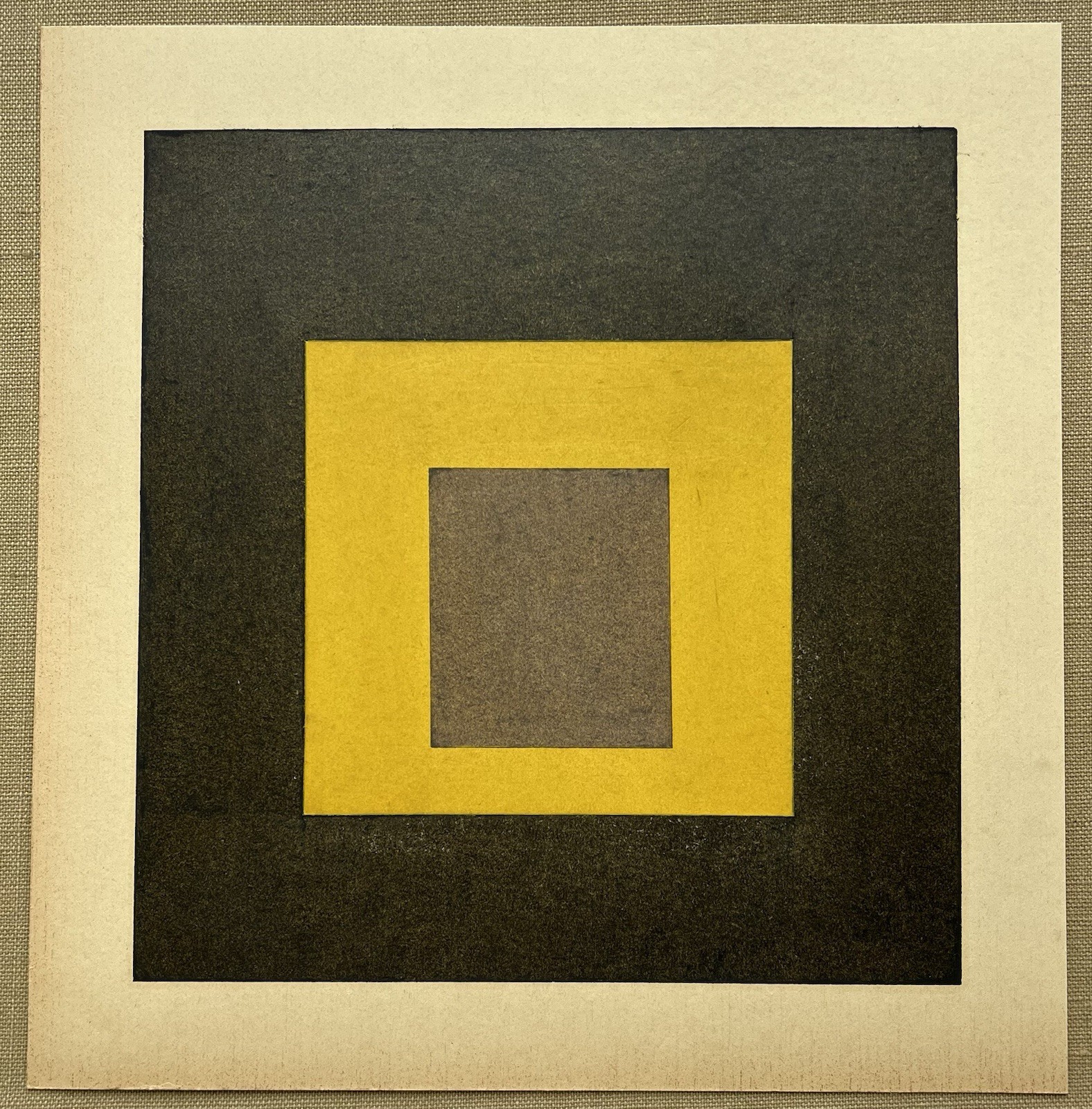 Original Vintage Abstract Minimalist Geometric Painting Oil On Paper Minimalist