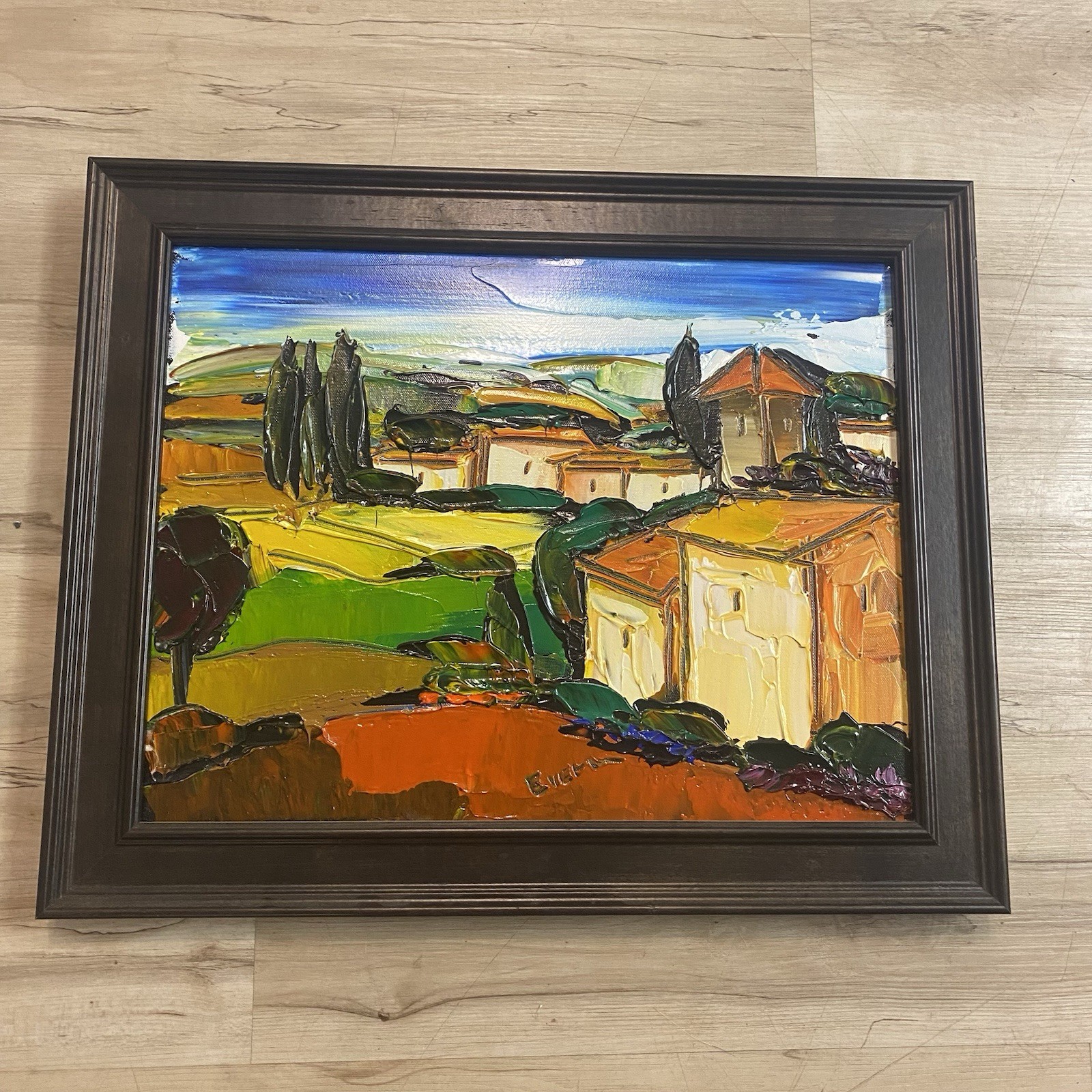 Maya Eventov Original Thick Acrylic Painting Landscape Signed Rare