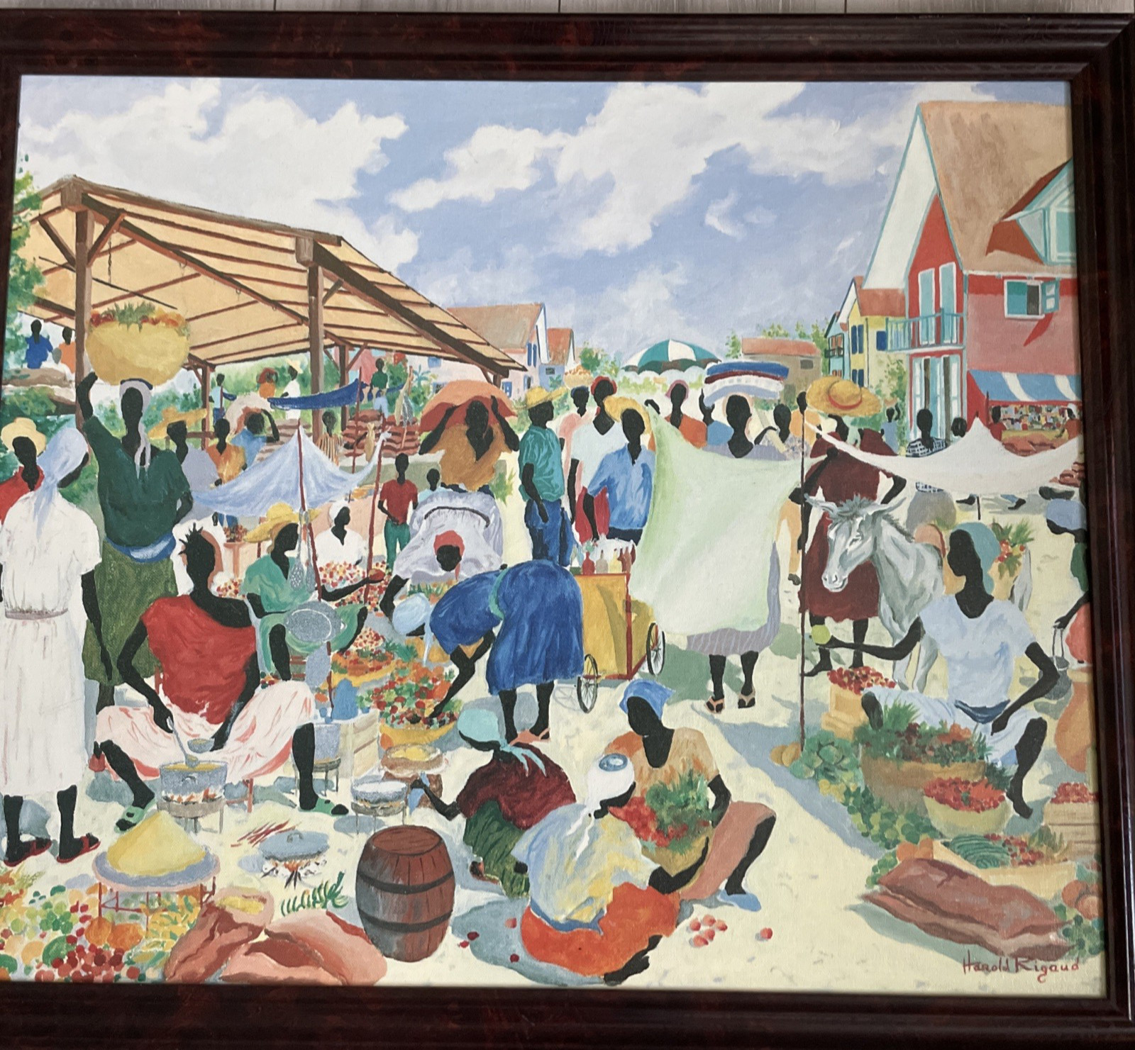 Harold Rigaud Certified Genuine LITHO ON CANVAS «MARKET PLACE»27X23”