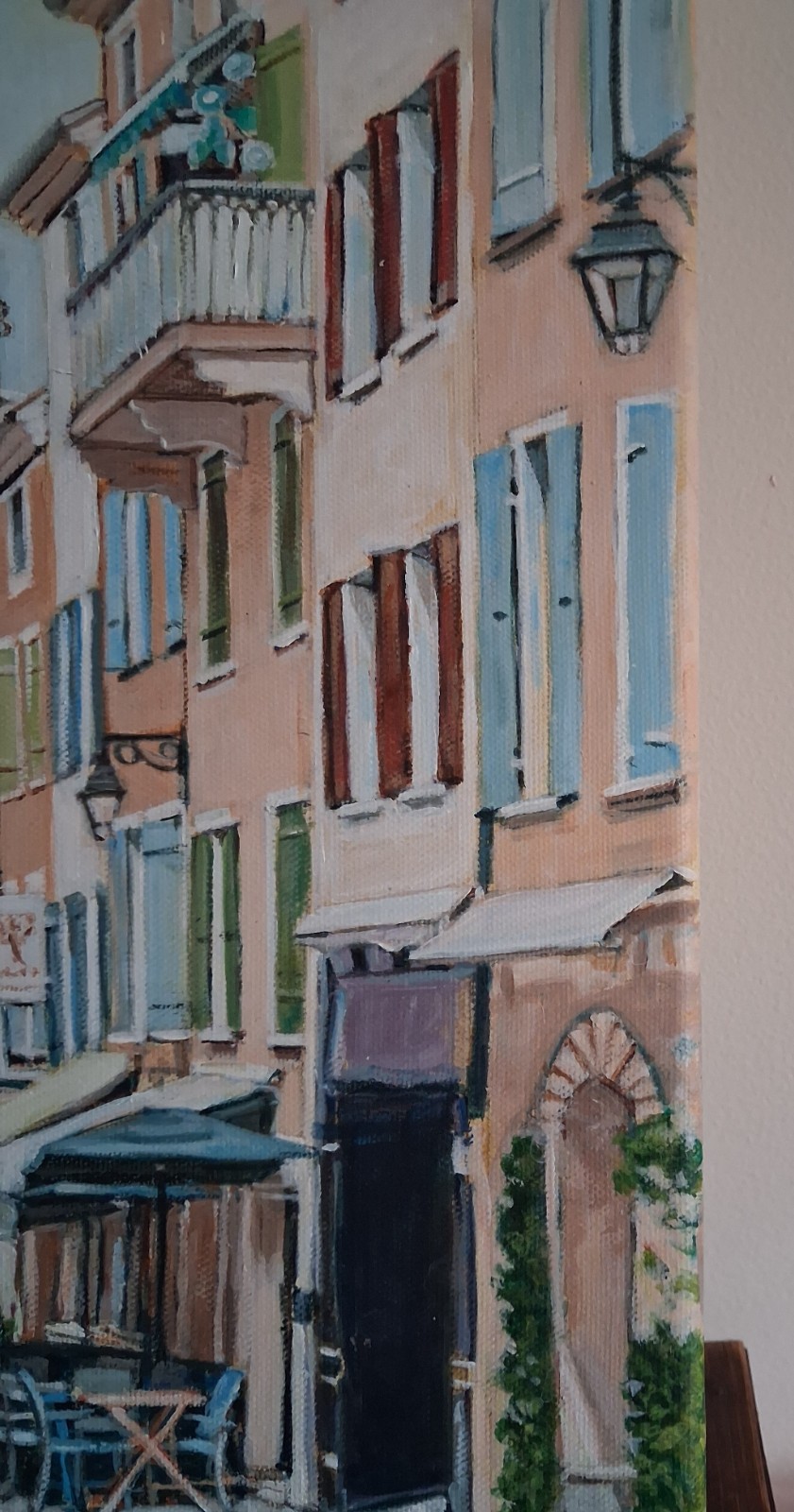 Original Realistic Acrylic Painting Old City Street France 11 x 14 inch Canvas