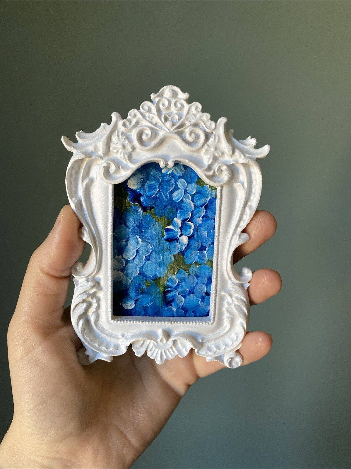 Hydrangea,flowers,Original Painting On Paper,4/5,framed,miniature,small,